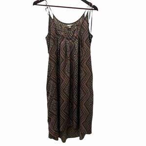 Ecote Dress Womens M Brown Geometric Tribal Strappy Midi Boho Sundress